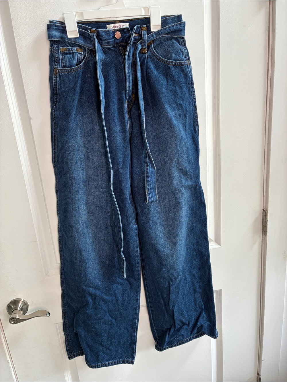 Vibrant Wide-Leg Tie-Waist Jeans